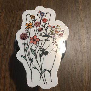 Floral Peace hand glossy vinyl sticker